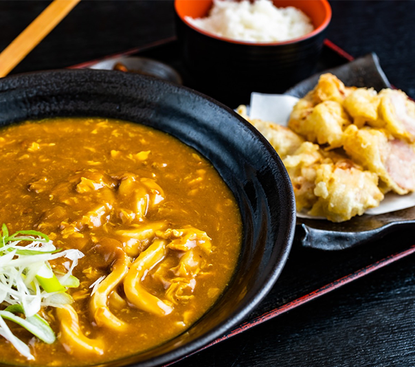 鶏卵とり天カレーうどん定食